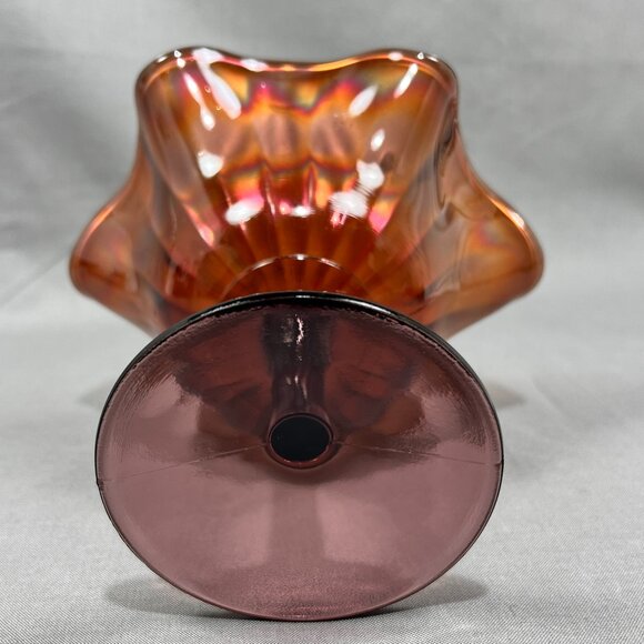 Vtg Fenton Carnival Stippled Rays Art Glass Comport Compote Amethyst Purple - Picture 7 of 16